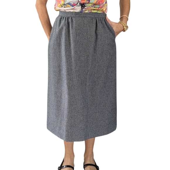 Vintage Pendleton Grey Wool Straight Pencil Retro Preppy Workwear Skirt Size 10 - Picture 1 of 8